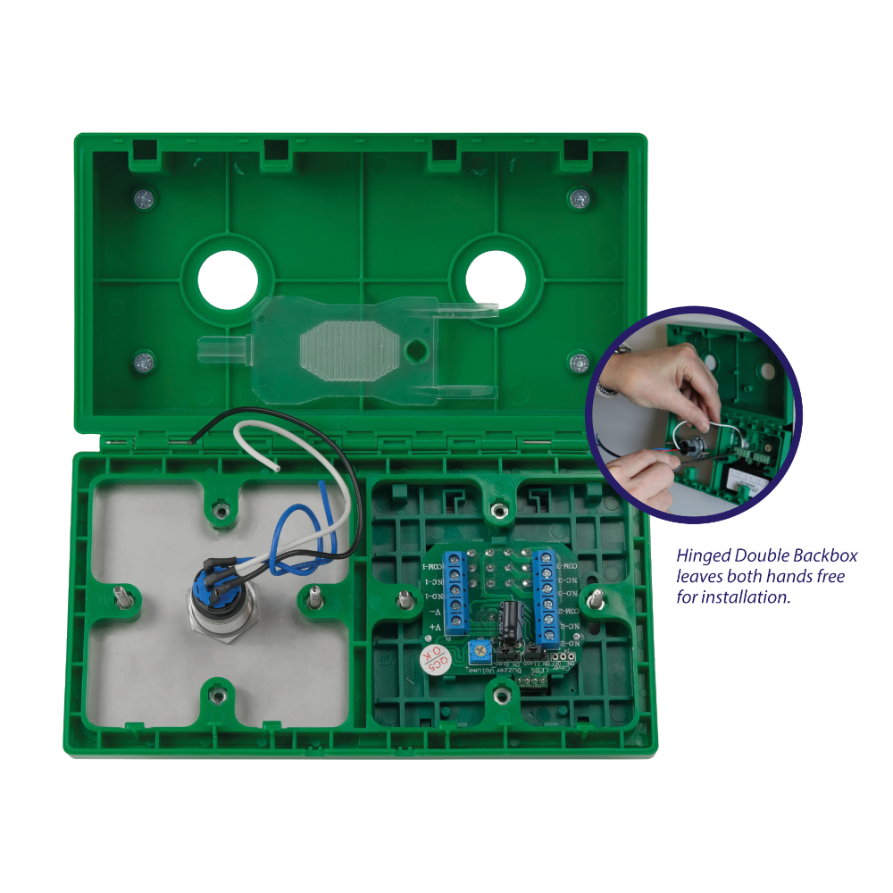 ICS Dual Unit MCP110 Call Point With 19mm Stainless Steel Exit Button