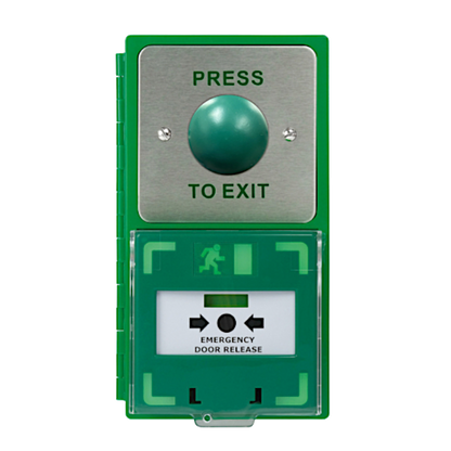 ICS Dual Unit MCP110 Call Point With Green Dome Exit Button