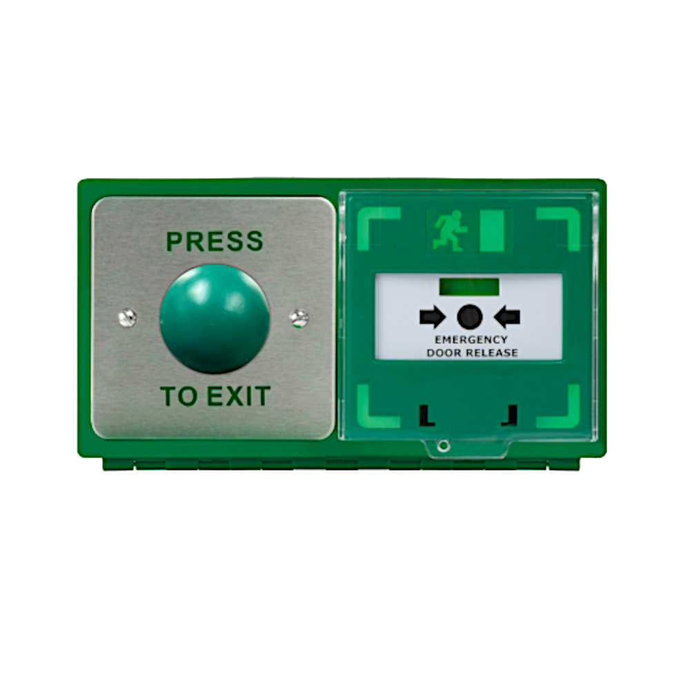 ICS Dual Unit MCP110 Call Point With Green Dome Exit Button