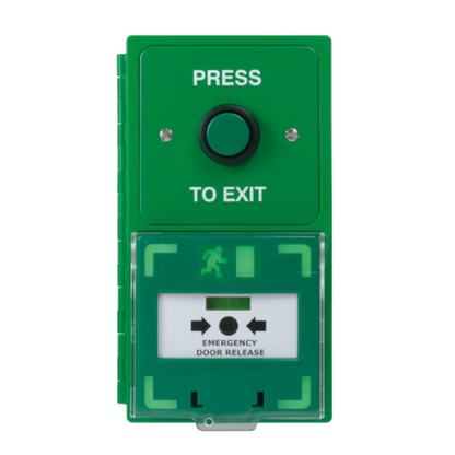 ICS Dual Unit MCP110 Call Point With Green Stainless Steel Exit Button