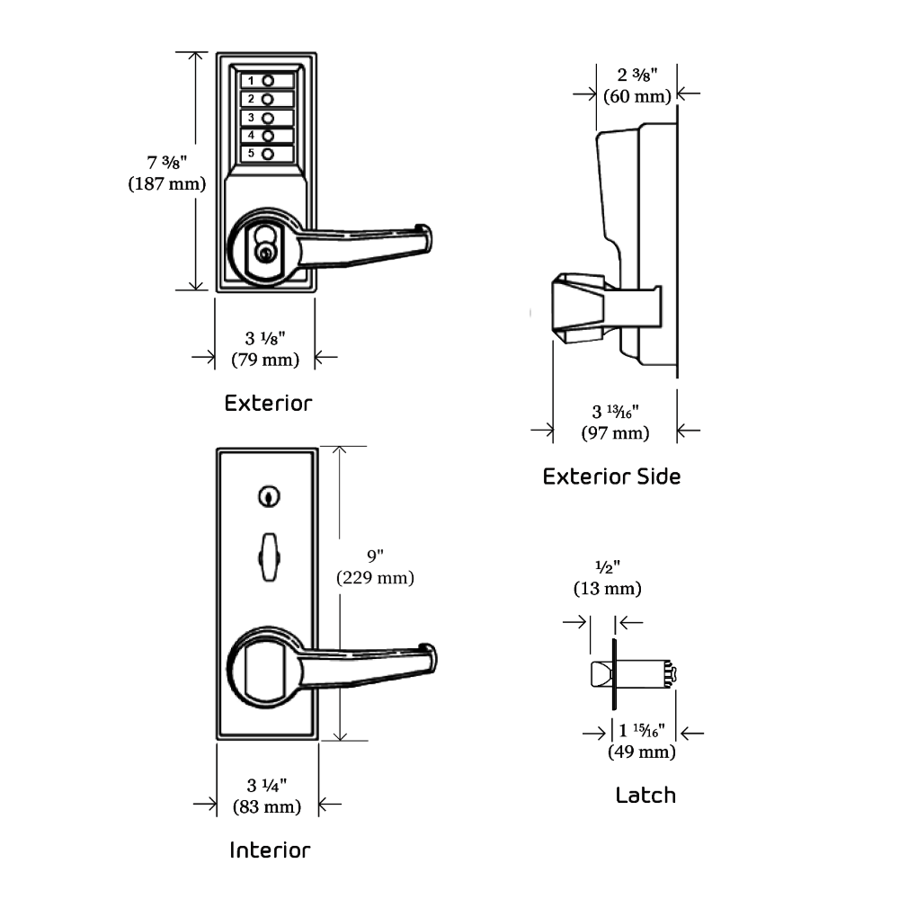 DORMAKABA Simplex L1000 Series L1021B Digital Lock Lever Operated