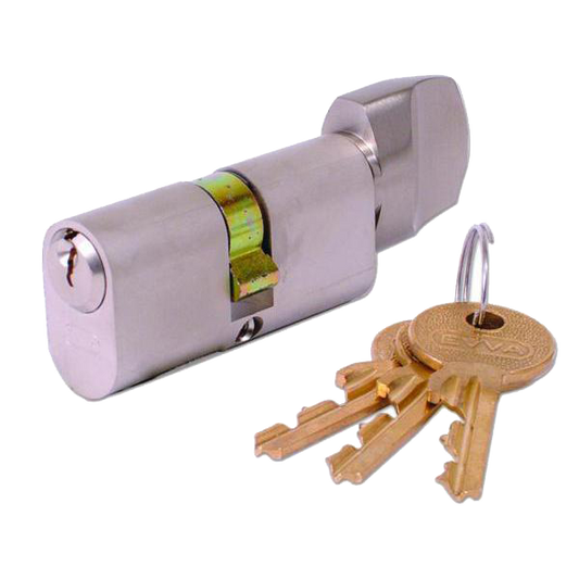 EVVA A5 OKZ Oval Key & Turn Cylinder KA A67670 72mm 36-T36 31-10-T31 - Nickel Plated