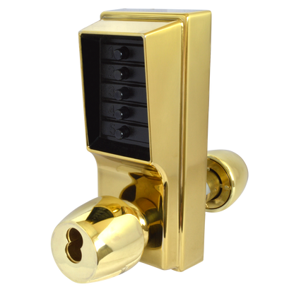 DORMAKABA Series 1000 1041B Knob Operated Digital Lock With Key Override & Passage Set No Cylinder 1041B-03 - Polished Brass