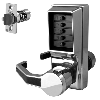 DORMAKABA Simplex L1000 Series L1041B Digital Lock Lever Operated With Key Override & Passage Set Left Handed No Cylinder LL1041B-26D - Satin Chrome