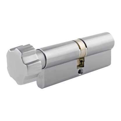 UNION 2X19 Euro Key & Turn Cylinder 74mm 37/T37 32/10/T32 Keyed Alike WVL482 - Satin Chrome