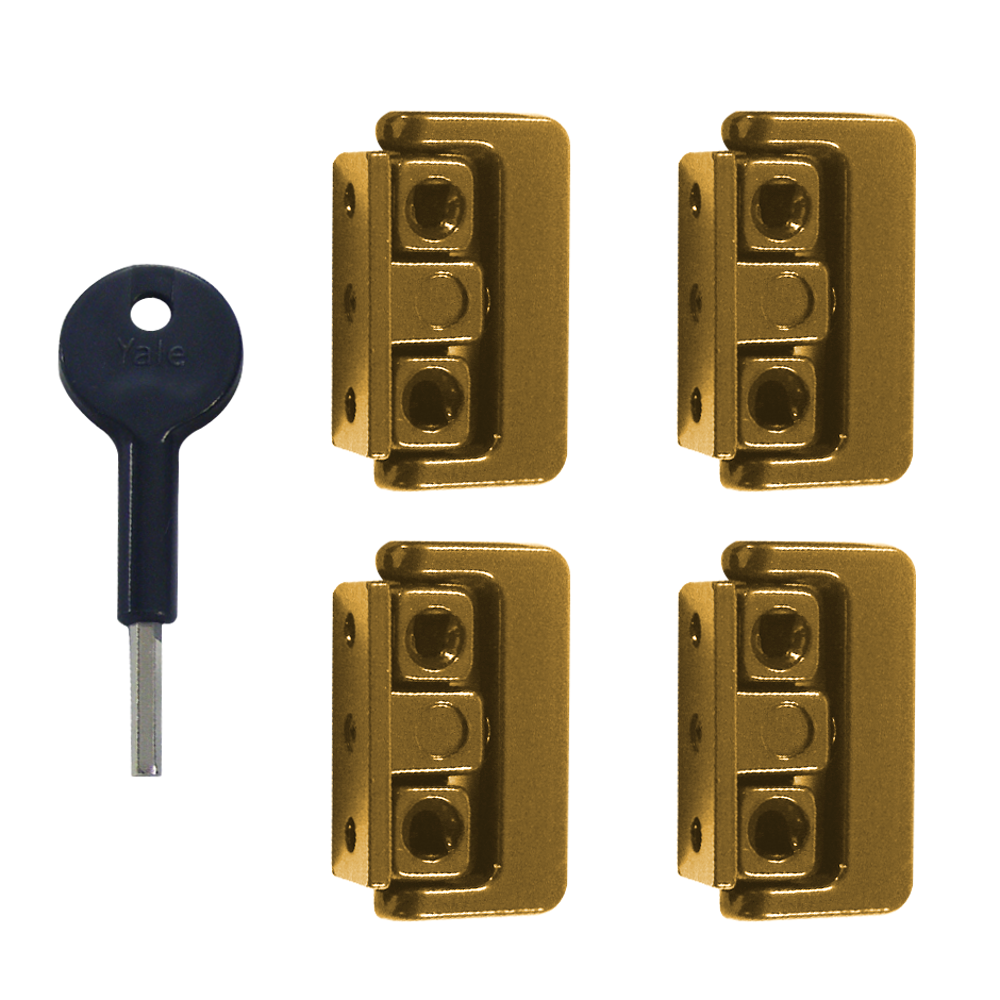 YALE 8K101 Window Swing Lock 4 Locks + 1 Key Pro - Polished Brass