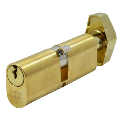 UNION 2X13 Oval Key & Turn Cylinder 85mm 42.5/T42.5 37.5/10/T37.5 Keyed To Differ PL - Polished Lacquered Brass