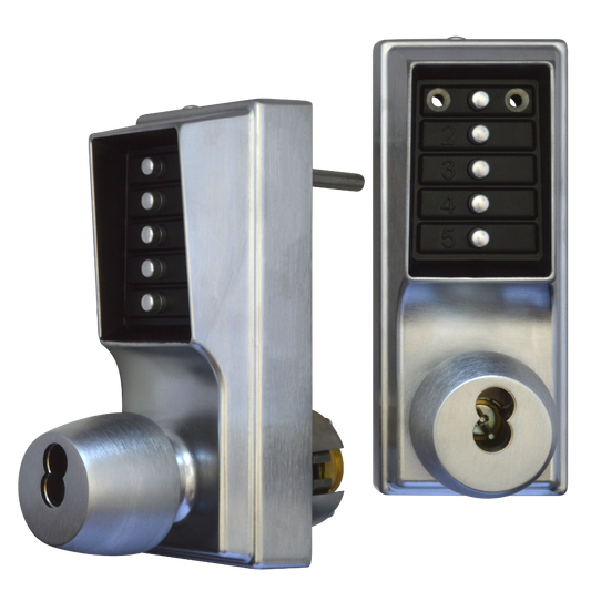 DORMAKABA EE1000 Series EE1021B Back To Back Digital Lock With Key Override On Both Sides No Cylinder - Satin Chrome