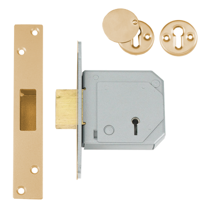 UNION C-Series 3G114E BS 5 Lever Deadlock 67mm Keyed To Differ - Polished Brass