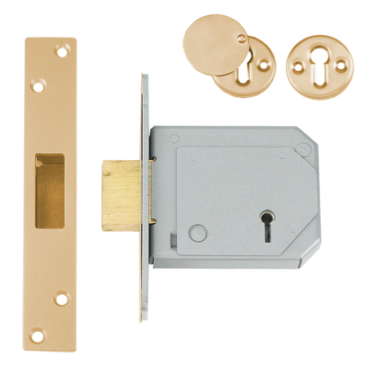 UNION C-Series 3G114E BS 5 Lever Deadlock 80mm Keyed To Differ - Polished Brass