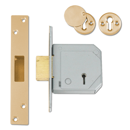 UNION C-Series 3G114E BS 5 Lever Deadlock 67mm Keyed Alike - Polished Brass