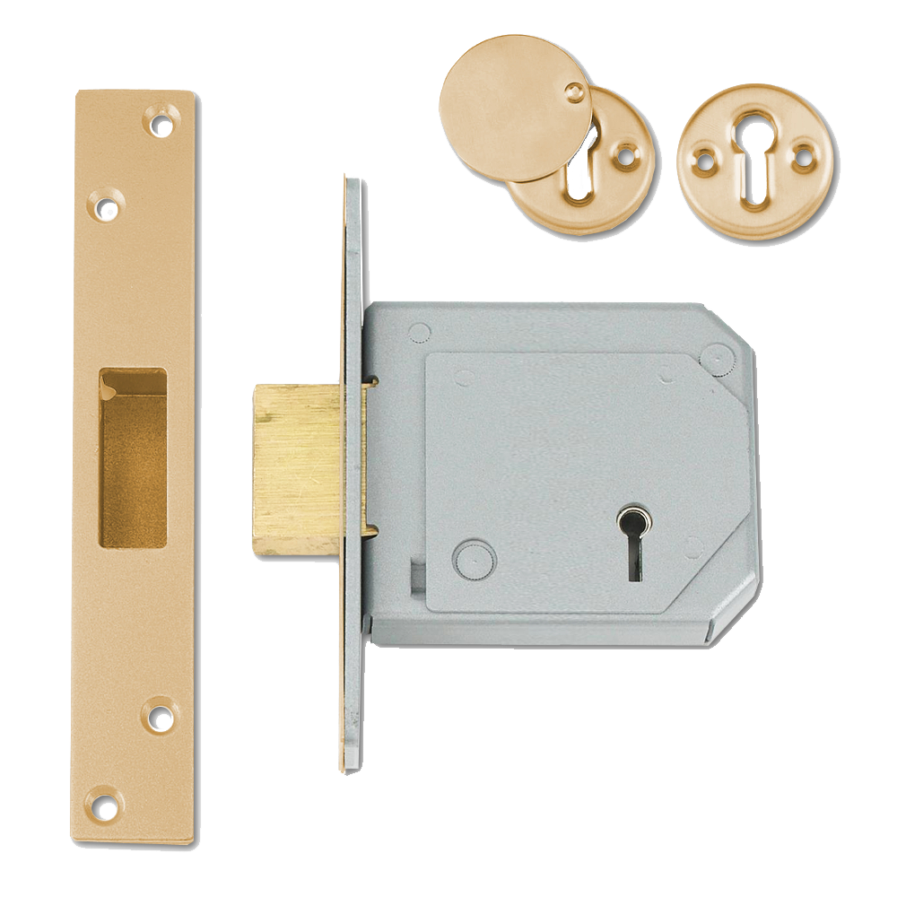 UNION C-Series 3G114E BS 5 Lever Deadlock 80mm Keyed Alike - Polished Brass