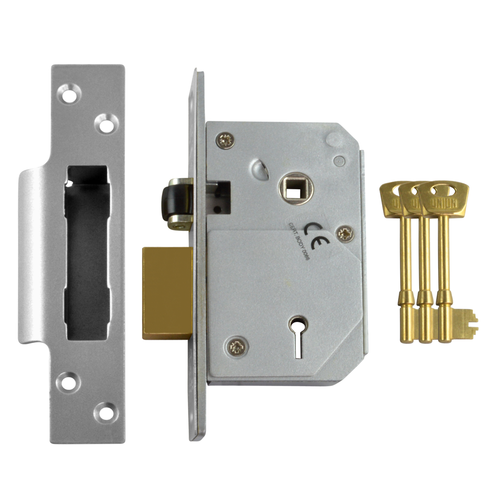 UNION C-Series 3K74E BS 5 Lever Sashlock 67mm Keyed To Differ - Satin Chrome