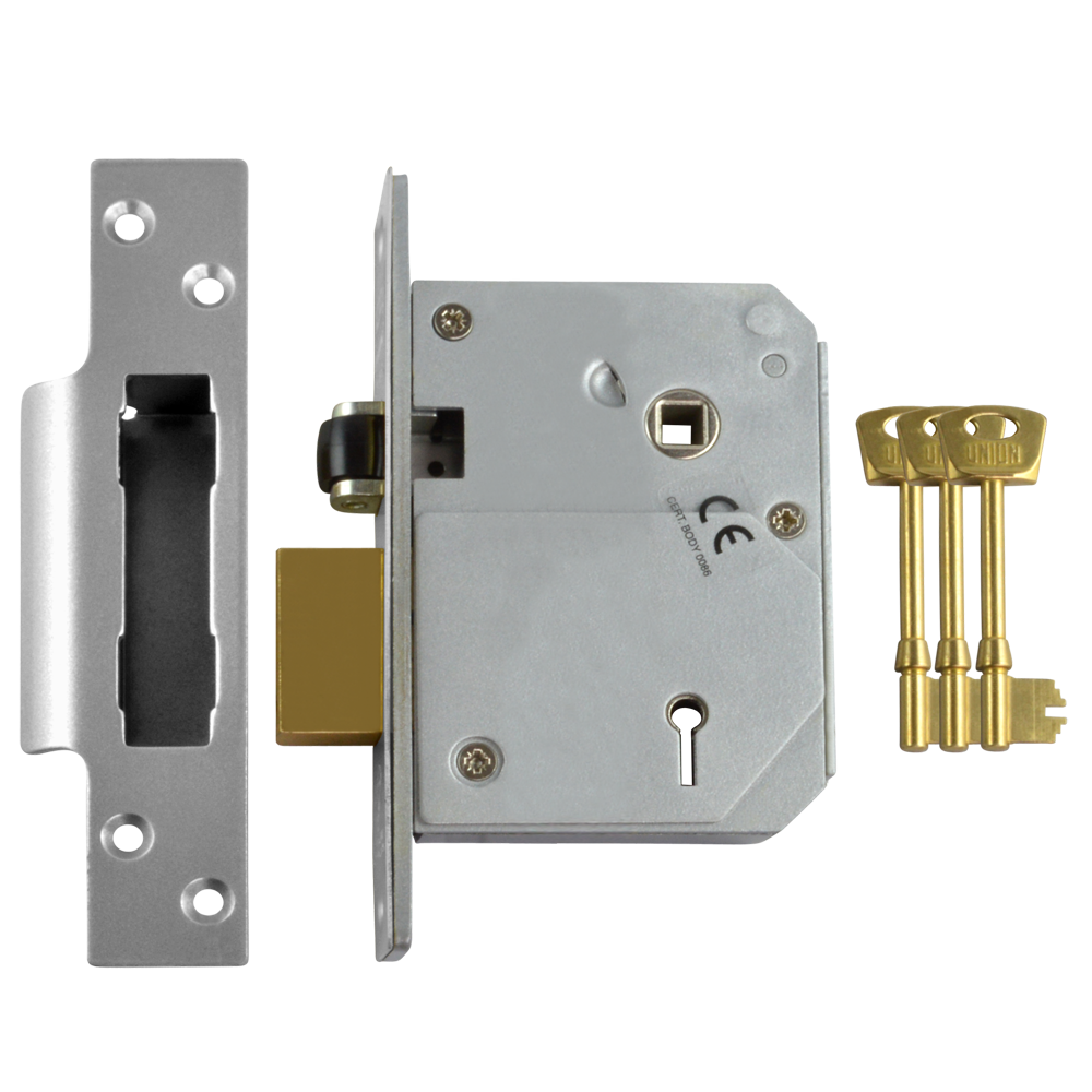 UNION C-Series 3K74E BS 5 Lever Sashlock 80mm Keyed To Differ - Satin Chrome