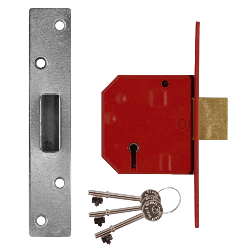 UNION 2134E BS 5 Lever Deadlock 67mm Keyed Alike - Satin Chrome