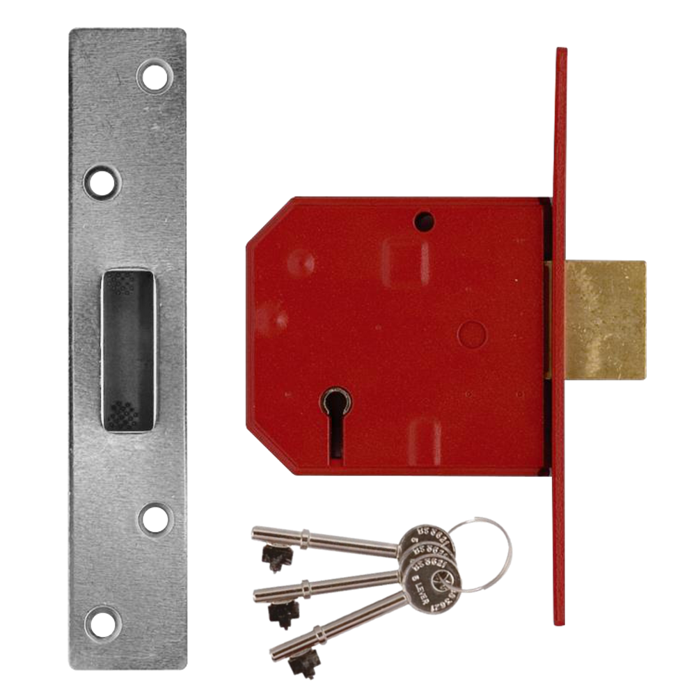 UNION 2134E BS 5 Lever Deadlock 80mm Keyed Alike - Satin Chrome