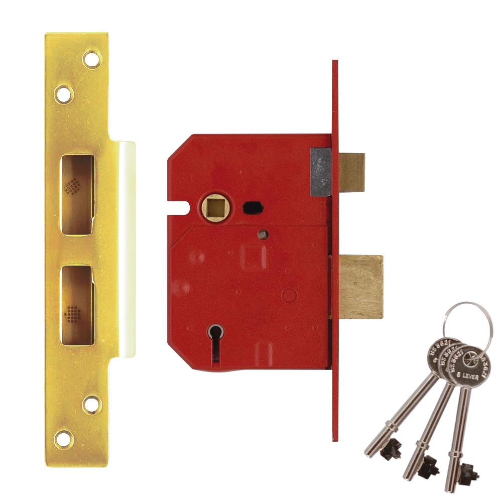 UNION 2234E BS 5 Lever Sashlock 67mm Keyed Alike - Polished Lacquered Brass