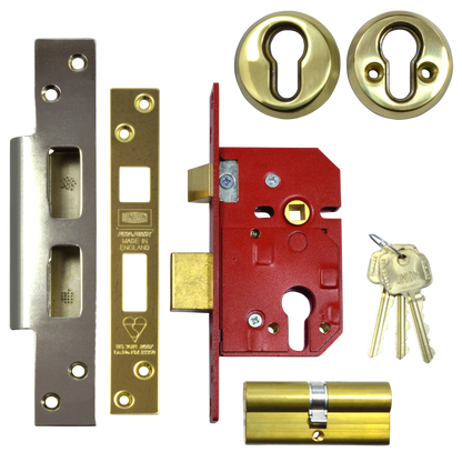 UNION 222441E BS Euro Sashlock 64mm Keyed To Differ - Polished Brass