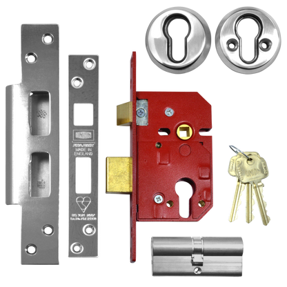 UNION 222441E BS Euro Sashlock 64mm Keyed To Differ - Satin Chrome