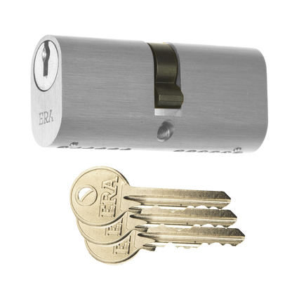 ERA 5-Pin Oval Double Cylinder 60mm 30/30 25/10/25 Keyed To Differ - Satin Chrome