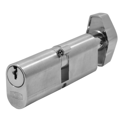 UNION 2X13 Oval Key & Turn Cylinder 85mm 42.5/T42.5 37.5/10/T37.5 Keyed To Differ - Satin Chrome