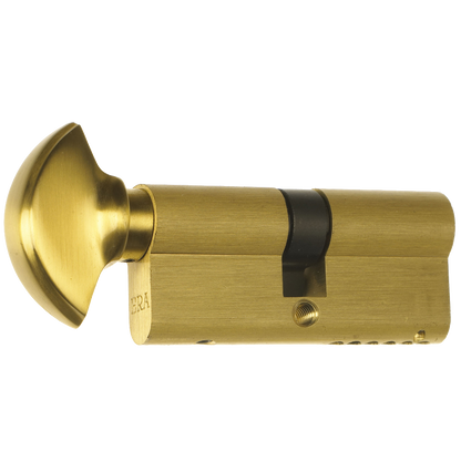 ERA 6 Pin Euro Key & Turn Cylinder 70mm 35/T35 30/10/T30 Keyed To Differ - Polished Brass