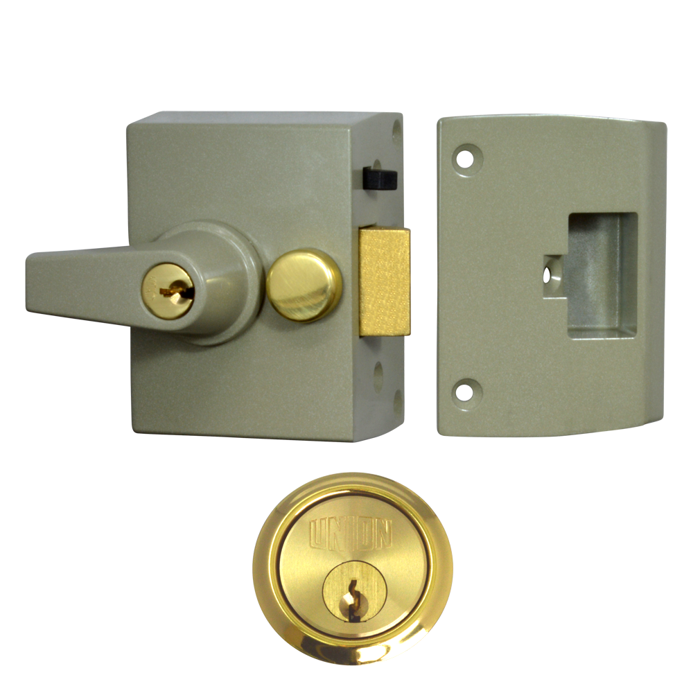 UNION 1097 & 1098 Auto Deadlocking Nightlatch 1097 40mm CG Case Cyl - Polished Lacquered Brass