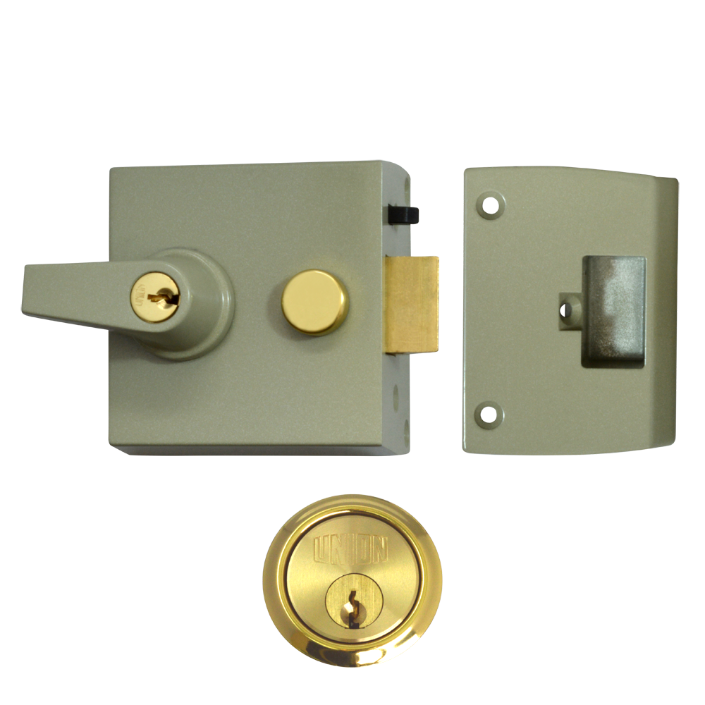 UNION 1097 & 1098 Auto Deadlocking Nightlatch 1098 60mm CG Case Cyl - Polished Lacquered Brass