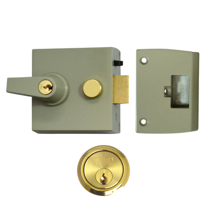 UNION 1097 & 1098 Auto Deadlocking Nightlatch 1098 60mm CG Case Cyl - Polished Lacquered Brass