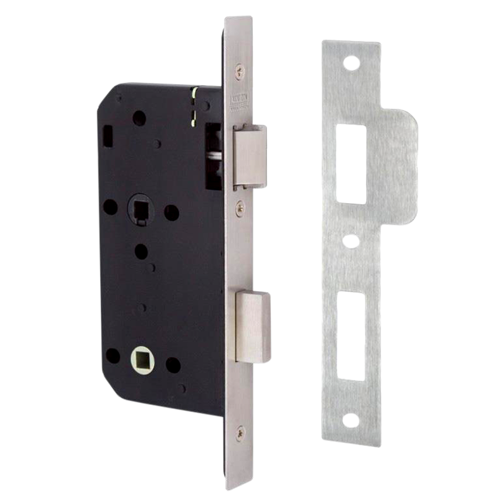 UNION J2C27 DIN Mortice Bathroom Lock 83mm Square - Stainless Steel