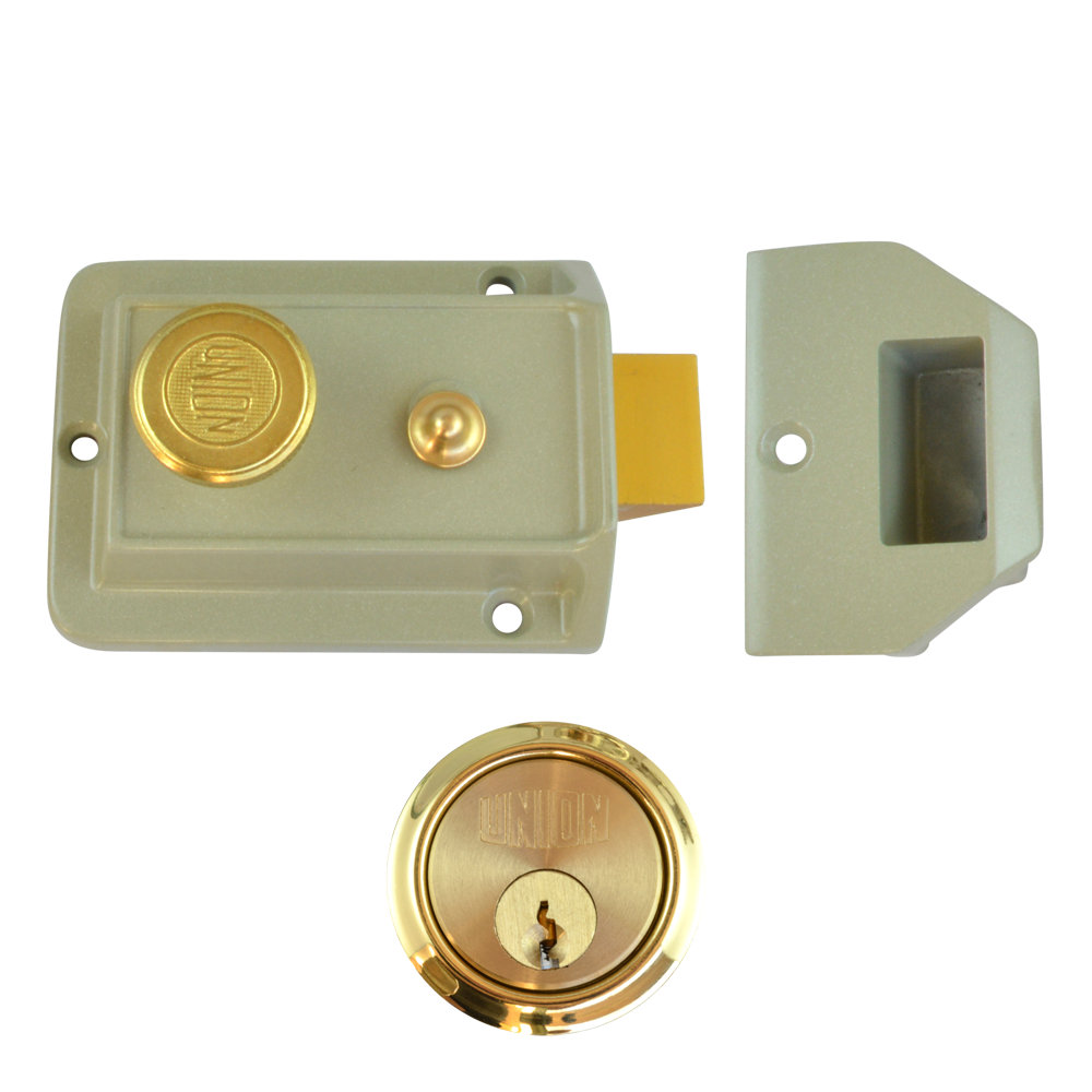 UNION 1022 Non-Deadlocking Nightlatch 60mm CG Case Cyl - Polished Lacquered Brass