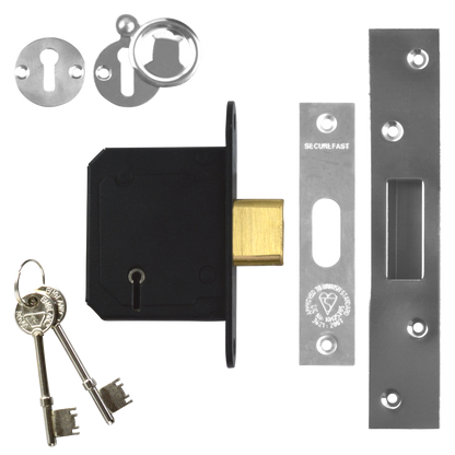 SECUREFAST SKD BS 5 Lever Deadlock 64mm Keyed To Differ - Stainless Steel