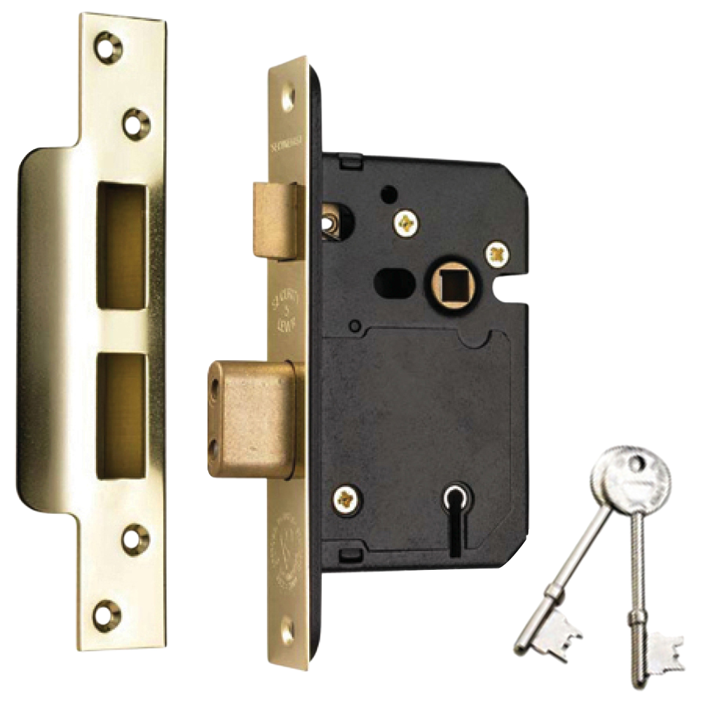 SECUREFAST SKS2 & SKS3 BS 5 Lever Sashlock 64mm Keyed To Differ - Polished Brass