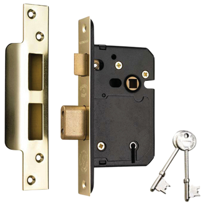 SECUREFAST SKS2 & SKS3 BS 5 Lever Sashlock 64mm Keyed To Differ - Polished Brass