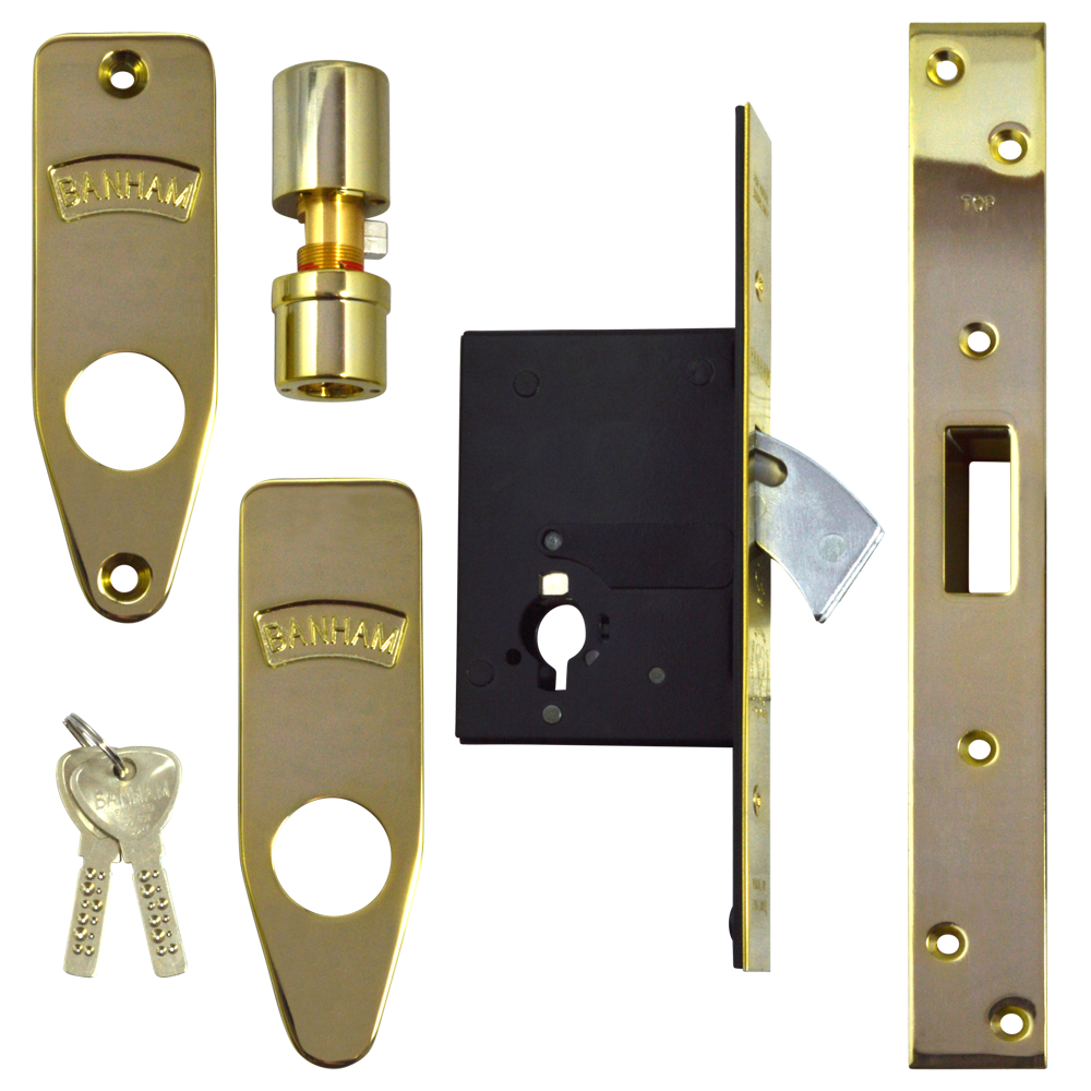 Banham M2002 Deadlock 75mm Keyed To Differ - Polished Brass