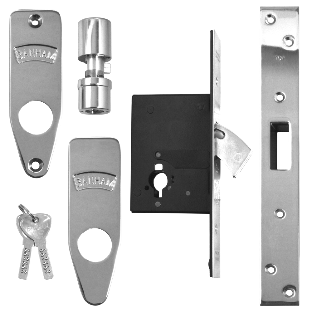 Banham M2002 Deadlock 75mm Keyed To Differ - Chrome Plated