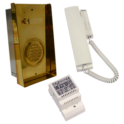 VIDEX EK911S 1 Way Surface Mounted Audio Kit EK9112 Brass Surface Panel with 3021 Handset - Brass Panel