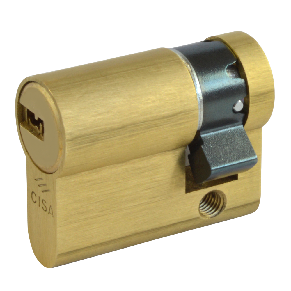 CISA Astral Euro Half Cylinder 40mm 30/10 Keyed To Differ - Polished Brass