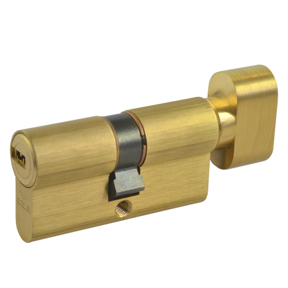 CISA Astral Euro Key & Turn Cylinder 60mm 30/T30 25/10/T25 Keyed To Differ - Polished Brass