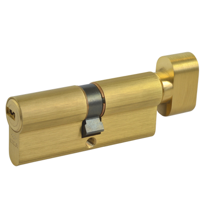 CISA Astral Euro Key & Turn Cylinder 70mm 35/T35 30/10/T30 Keyed To Differ - Polished Brass