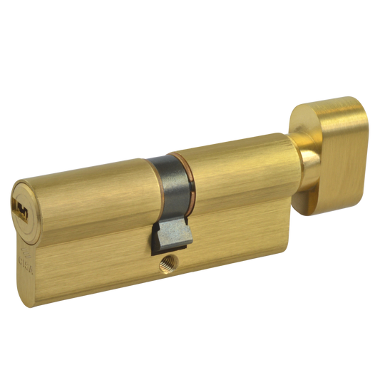 CISA Astral Euro Key & Turn Cylinder 70mm 35/T35 30/10/T30 Keyed To Differ - Polished Brass