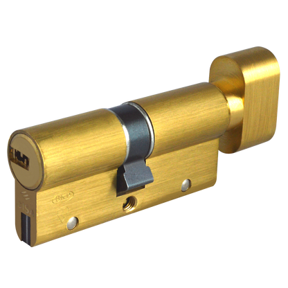 CISA Astral S Euro Key & Turn Cylinder 70mm 35/T35 30/10/T30 Keyed To Differ - Polished Brass