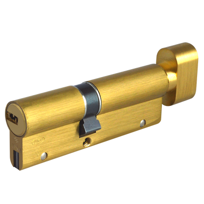 CISA Astral S Euro Key & Turn Cylinder 100mm 45/T55 40/10/T50 Keyed To Differ - Polished Brass