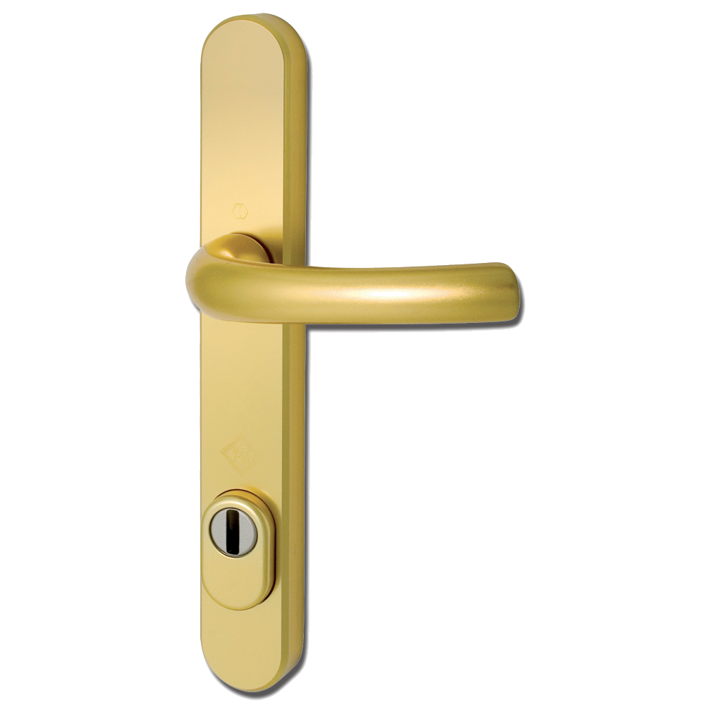 HOPPE Door Furniture PAS24 Altanta 92mm Centres 215mm Screw Centres Gold