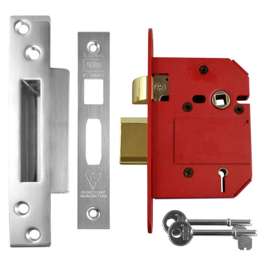 UNION J2200 StrongBOLT BS 5 Lever Sashlock 75mm Keyed To Differ - Satin Chrome