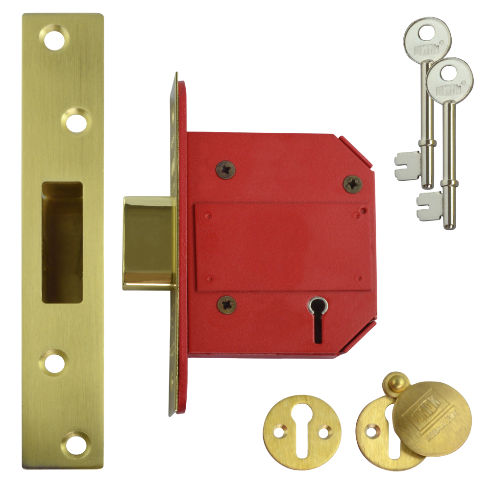 UNION J2100S StrongBOLT BS 5 Lever Deadlock 75mm PB Keyed To Differ - Polished Lacquered Brass