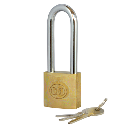 Tricircle 26 Series Brass Long Shackle Padlocks 50mm Keyed To Differ - Brass