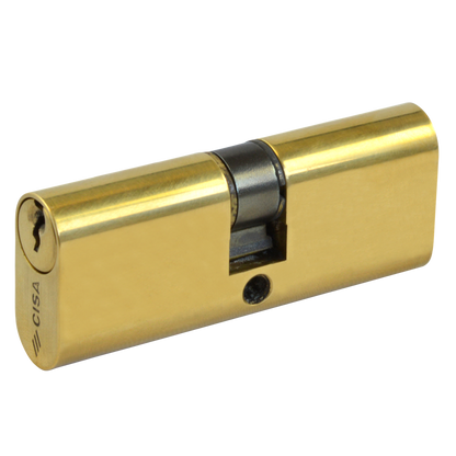 CISA C2000 Small Oval Double Cylinder 70mm 35/35 30/10/30 Keyed To Differ - Polished Brass