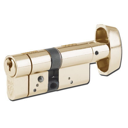 YALE Snap Resistant Euro Key & Turn Cylinder 70mm 35/T35 30/10/T30 Keyed To Differ Pro - Polished Brass