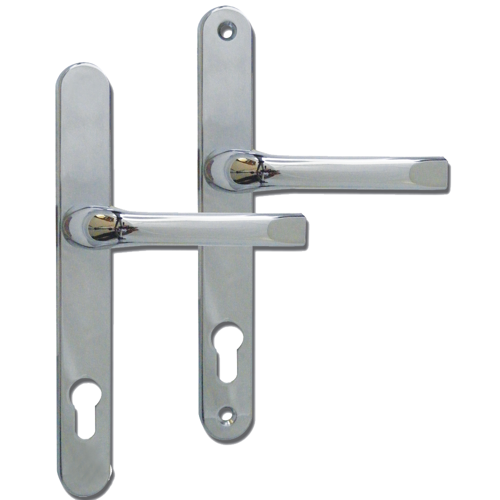 ASEC 92 Lever/Lever UPVC Furniture - 240mm Backplate Unsprung - Chrome Plated